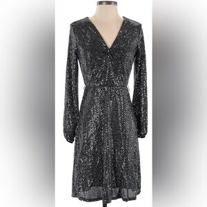 Alexa B Cocktail Mini Dress Wrap Plunge Sequins